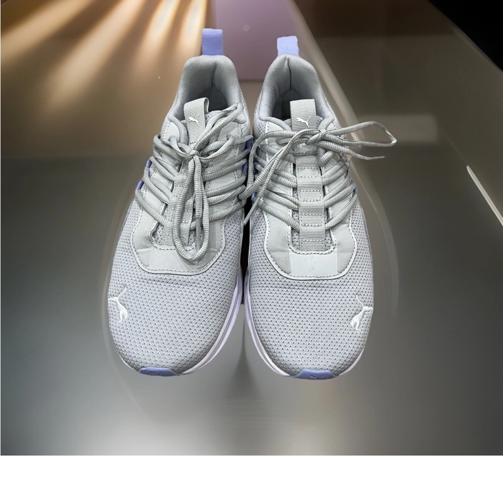 Puma Light Gray Sneakers with Lavender Accents